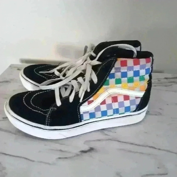 Vans Kids Sneakers - Black and Multicolor Checkered - Picture 2 of 15